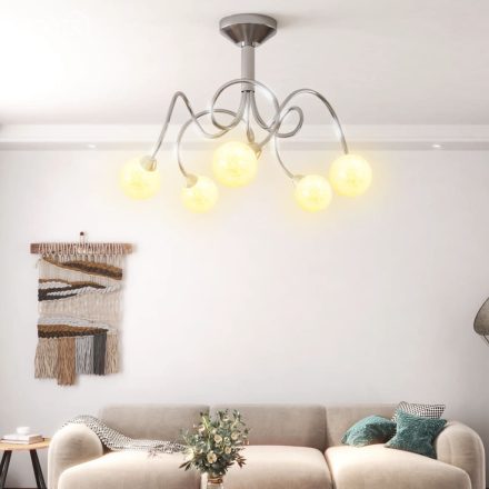 vidaXL mennyezeti lámpa kerek üvegburákkal 5 db G9 LED-lámpához