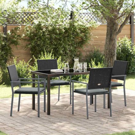 vidaXL Kert étkező szett 5 pcs Fekete Poli rattan