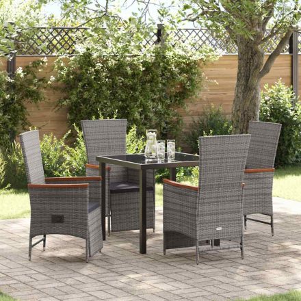 vidaXL Kert étkező szett párnával 5 pcs Szürke Poli rattan