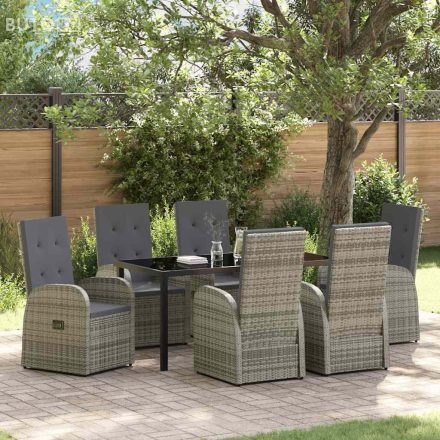 vidaXL Dönthető kertiszékek párnával 7 pcs Szürke 160 x 80 x 73 cm