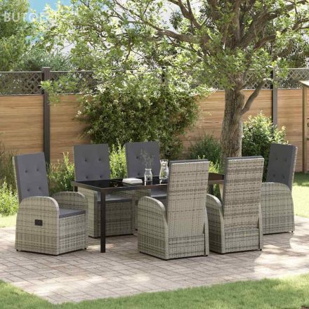 vidaXL Dönthető kertiszékek párnával 7 pcs Szürke 200 x 80 x 73 cm