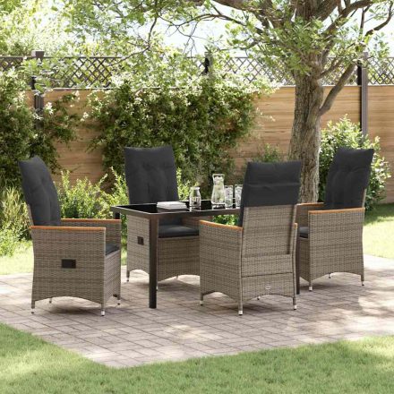 vidaXL Kert étkező szett párnával 5 pcs Szürke Poli rattan