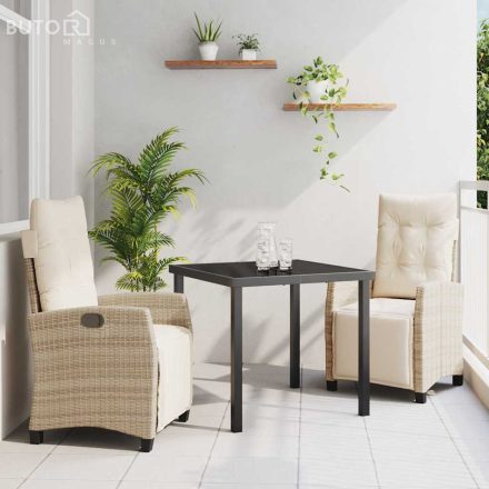 vidaXL Kert étkező szett 3 pcs Bézs polirattan