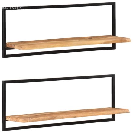 vidaXL 2 darab tömör akácfa és acél falipolc 100 x 24 x 35 cm 