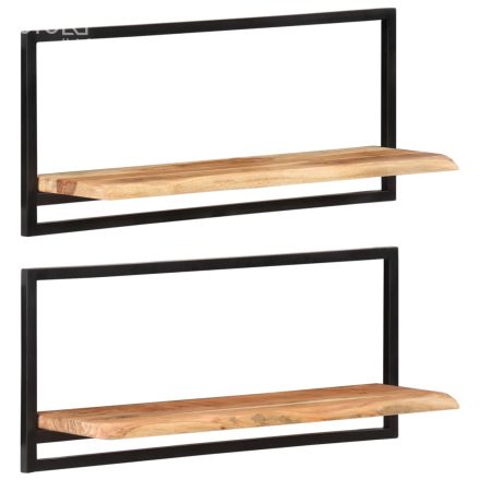 vidaXL 2 darab tömör akácfa és acél falipolc 80 x 25 x 35 cm 