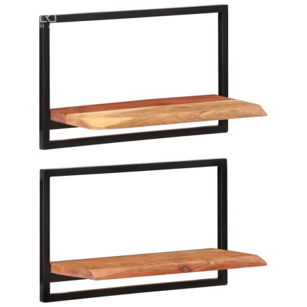 vidaXL 2 darab tömör akácfa és acél falipolc 60 x 25 x 35 cm 