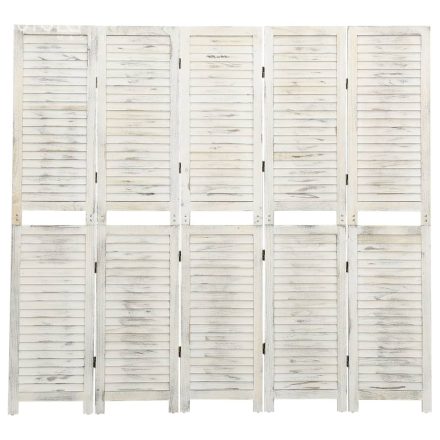 vidaXL antik fehér 5 paneles tömör faparaván 178,5 x 166 cm