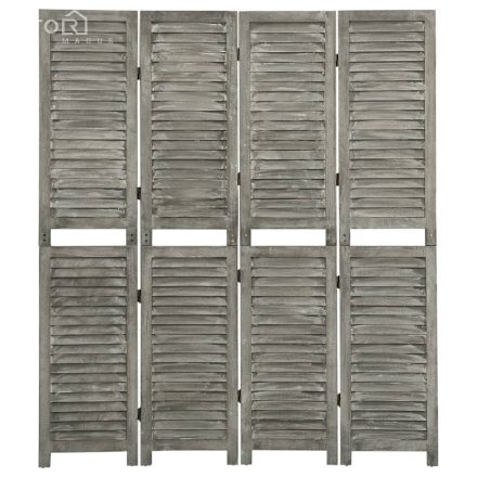 vidaXL szürke 4 paneles tömör faparaván 143 x 166 cm