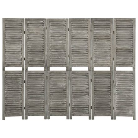 vidaXL szürke 6 paneles tömör faparaván 214 x 166 cm