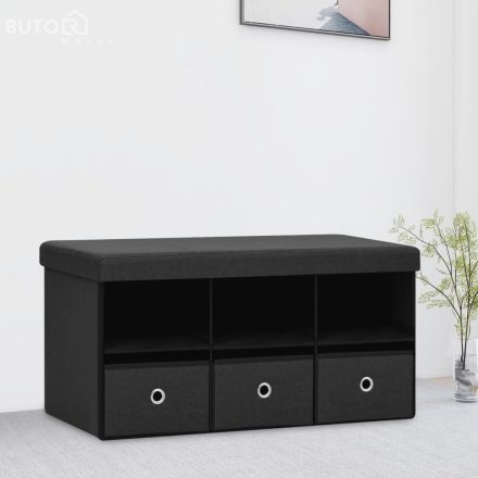 vidaXL fekete összecsukható művászon tárolópad 76x38x38 cm
