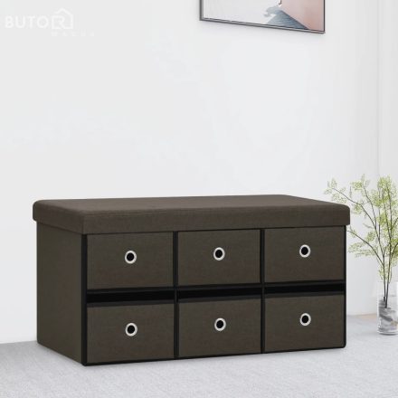 vidaXL sötétbarna összecsukható művászon tárolópad 76 x 38 x 38 cm