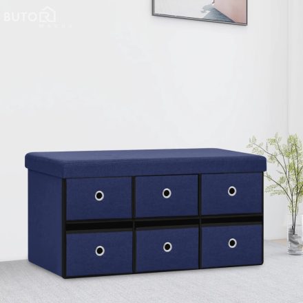 vidaXL kék összecsukható művászon tárolópad 76 x 38 x 38 cm