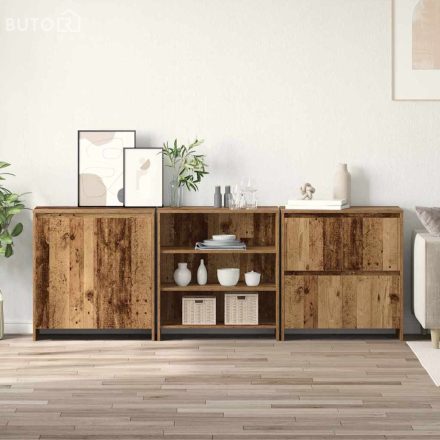 vidaXL Oldalszekrények 3 pcs Régi fa 70 x 41 x 75 cm Faanyag
