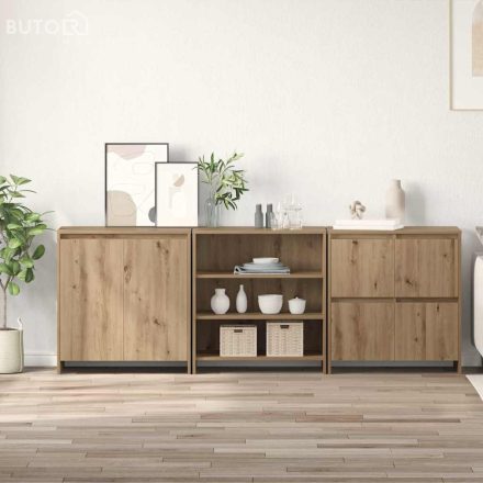 vidaXL Oldalszekrények 3 pcs kézműves tölgy 70 x 41 x 75 cm Faanyag