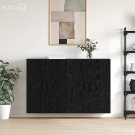 vidaXL Fali Szekrények 2 pcs Musta tammi 69.5 x 34 x 90 cm Faanyag