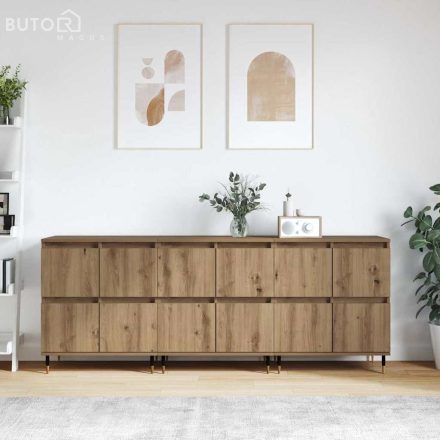vidaXL Oldalszekrények 3 pcs kézműves tölgy 180 x 35 x 70 cm Faanyag