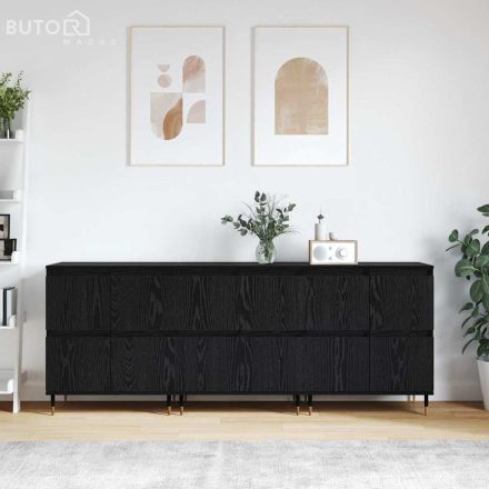 vidaXL Oldalszekrények 3 pcs Musta tammi 180 x 35 x 70 cm Faanyag