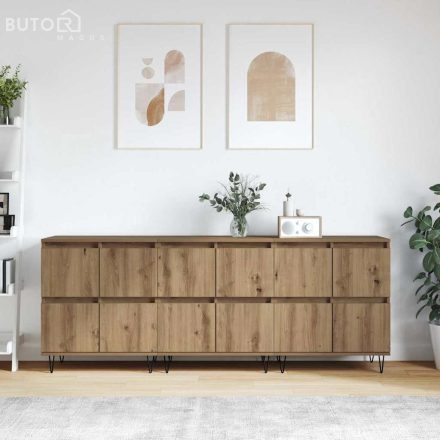 vidaXL Oldalszekrények 3 pcs kézműves tölgy 180 x 35 x 70 cm Faanyag