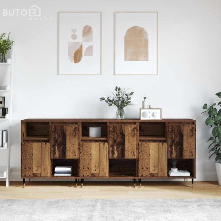 vidaXL Oldalszekrények 3 pcs Régi fa 180 x 35 x 70 cm Faanyag