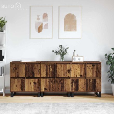 vidaXL Oldalszekrények 3 pcs Régi fa 180 x 35 x 70 cm Faanyag