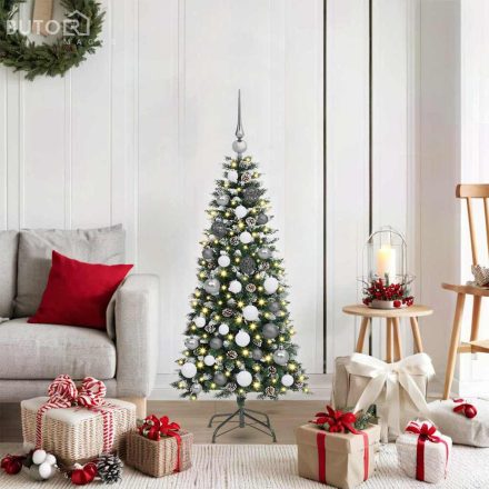 vidaXL Mű karácsonyfa with Decorative String Lights Zöld 120 cm PVC