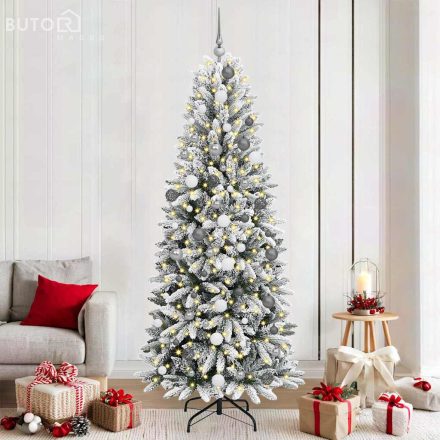 vidaXL Mű karácsonyfa with Decorative String Lights Fehér 210 cm PVC