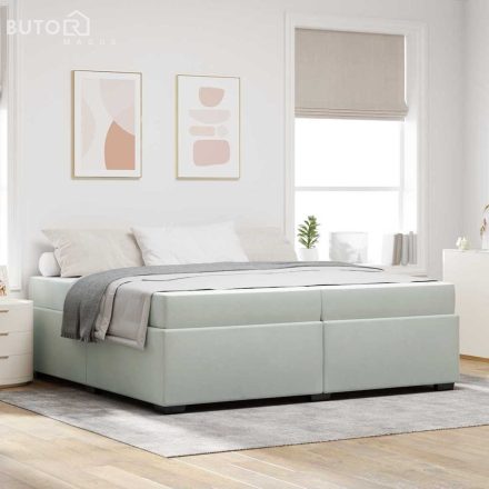vidaXL Ágykeret matracmal Világosszürke 200 x 200 cm Bársony