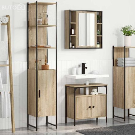 vidaXL Fürdőszoba bútor szett 3 pcs sonoma tölgy 33 x 33 x 185.5 cm