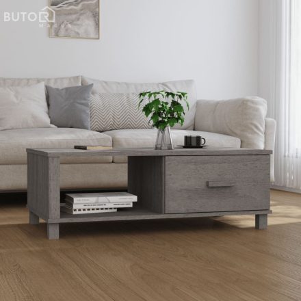 vidaXL HAMAR világosszürke tömör fenyőfa dohányzóasztal 100x55x35 cm
