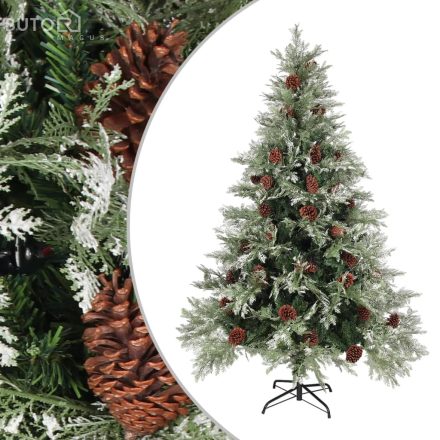 vidaXL zöld és fehér karácsonyfa fenyőtobozokkal 150 cm