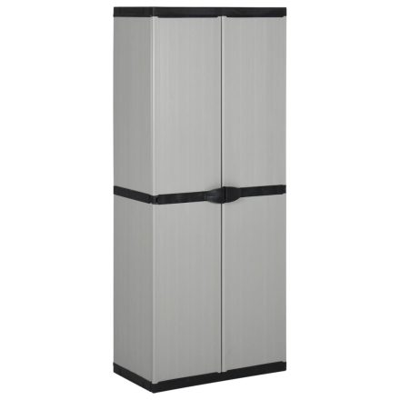 vidaXL szürke-fekete kerti tárolószekrény 3 polccal 68 x 40 x 168 cm
