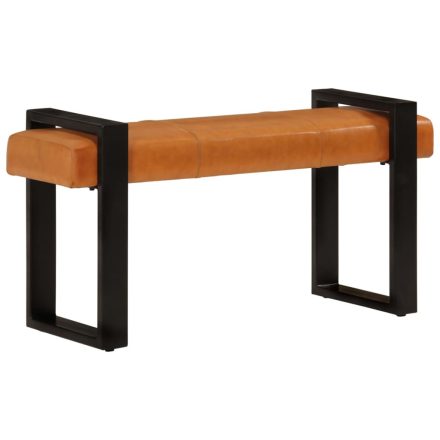 vidaXL fekete-barna valódi kecskebőr pad 110 cm