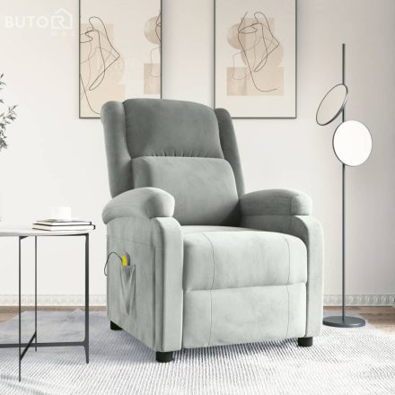 vidaXL világosszürke bársony masszázsfotel