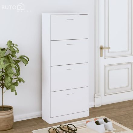 vidaXL fehér szerelt fa cipősszekrény 63x24x147 cm