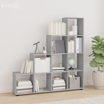vidaXL fekete szerelt fa lépcsős könyvespolc 142 cm