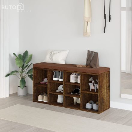 vidaXL füstös tölgy színű szerelt fa cipőtároló pad 103x30x48 cm
