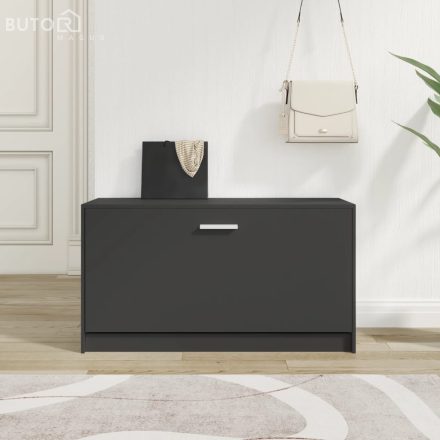 vidaXL fekete szerelt fa cipőtároló pad 80 x 24 x 45 cm