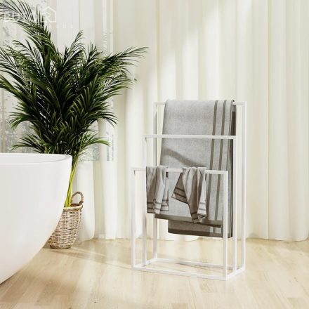 vidaXL fehér vas szabadon álló törölközőtartó 48 x 24 x 79 cm
