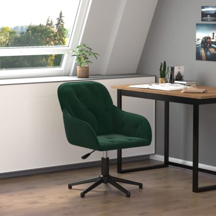 vidaXL sötétzöld bársony forgó irodaszék