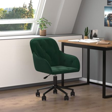 vidaXL sötétzöld bársony forgó irodaszék