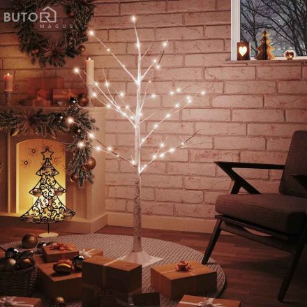 vidaXL fehér LED-es nyírfa 48 meleg fehér LED-del 120 cm
