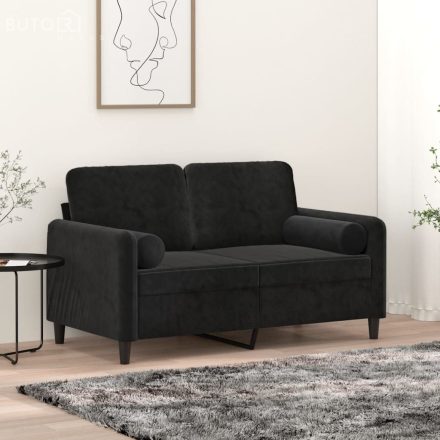 vidaXL 2 db fekete bársony díszpárna Ø15x50 cm