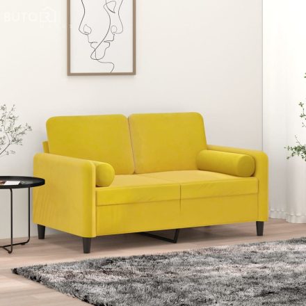 vidaXL 2 db sárga bársony díszpárna Ø15x50 cm
