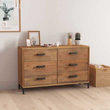 vidaXL barna tömör újrahasznosított fenyőfa tálalószekrény 110x35x70cm