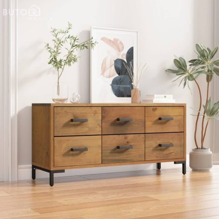 vidaXL barna tömör újrahasznosított fenyőfa tárolópad 110 x 35 x 45 cm