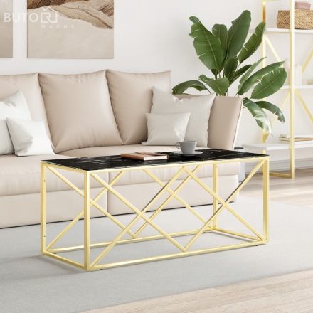 vidaXL üveg és rozsdamentes acél dohányzóasztal 110x45x45 cm