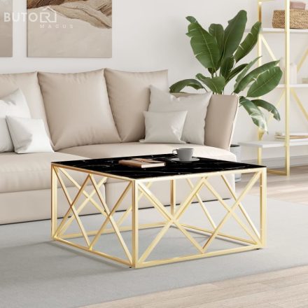 vidaXL ezüstszínű üveg és rozsdamentes acél dohányzóasztal 80x80x40 cm