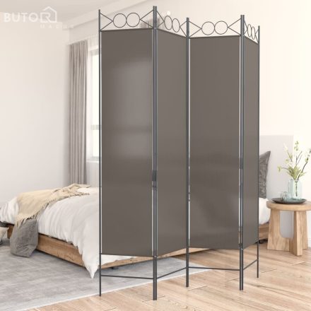 vidaXL 4 paneles antracitszürke szövet térelválasztó 160 x 200 cm