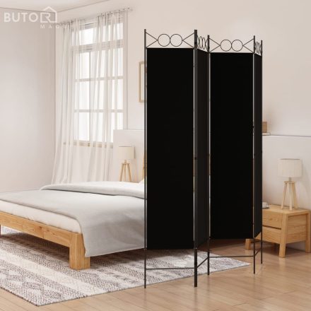 vidaXL 4 paneles fekete szövet térelválasztó 160x200 cm