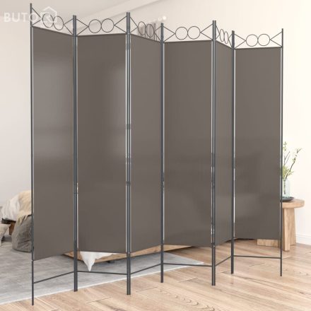 vidaXL 6 paneles antracitszürke szövet térelválasztó 240x200 cm
